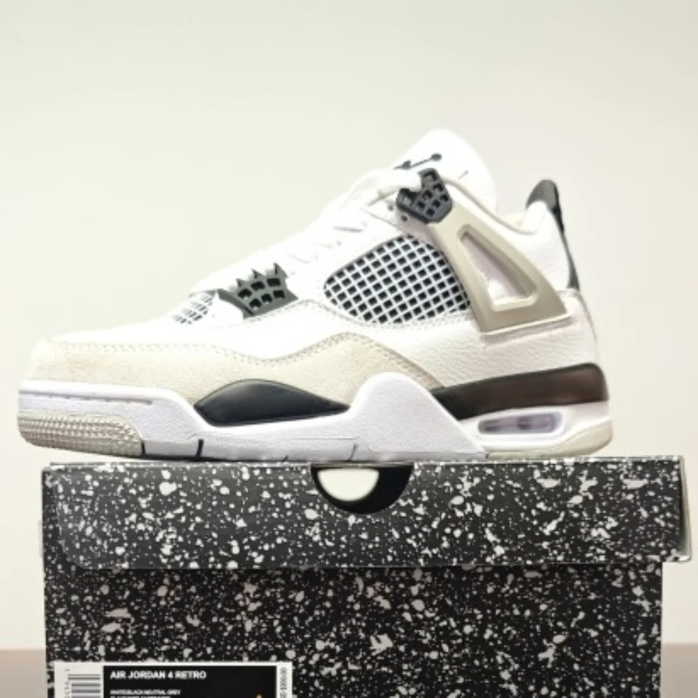 New With Box Air Jordan 4 Military Black (White Black Neutral Grey)